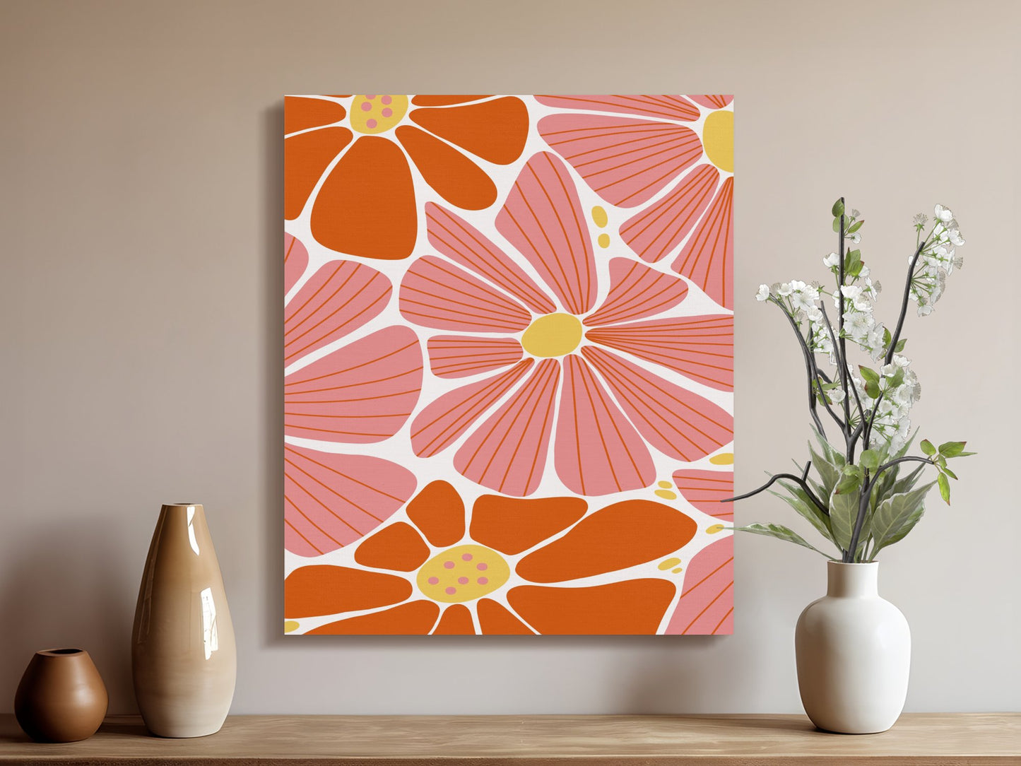 Premium Poster of Vibrant Abstract Floral Wall Art Canvas Wraps