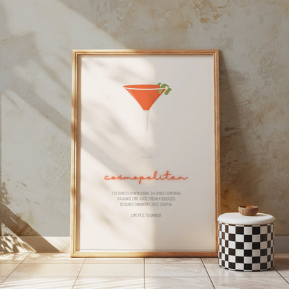 Premium Poster of Cosmopolitan Cocktail Recipe Wall Art Posters