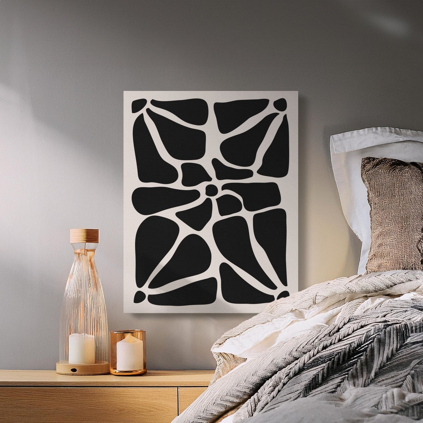 Premium Poster of Abstract Black and White Floral Wall Art Canvas Wraps