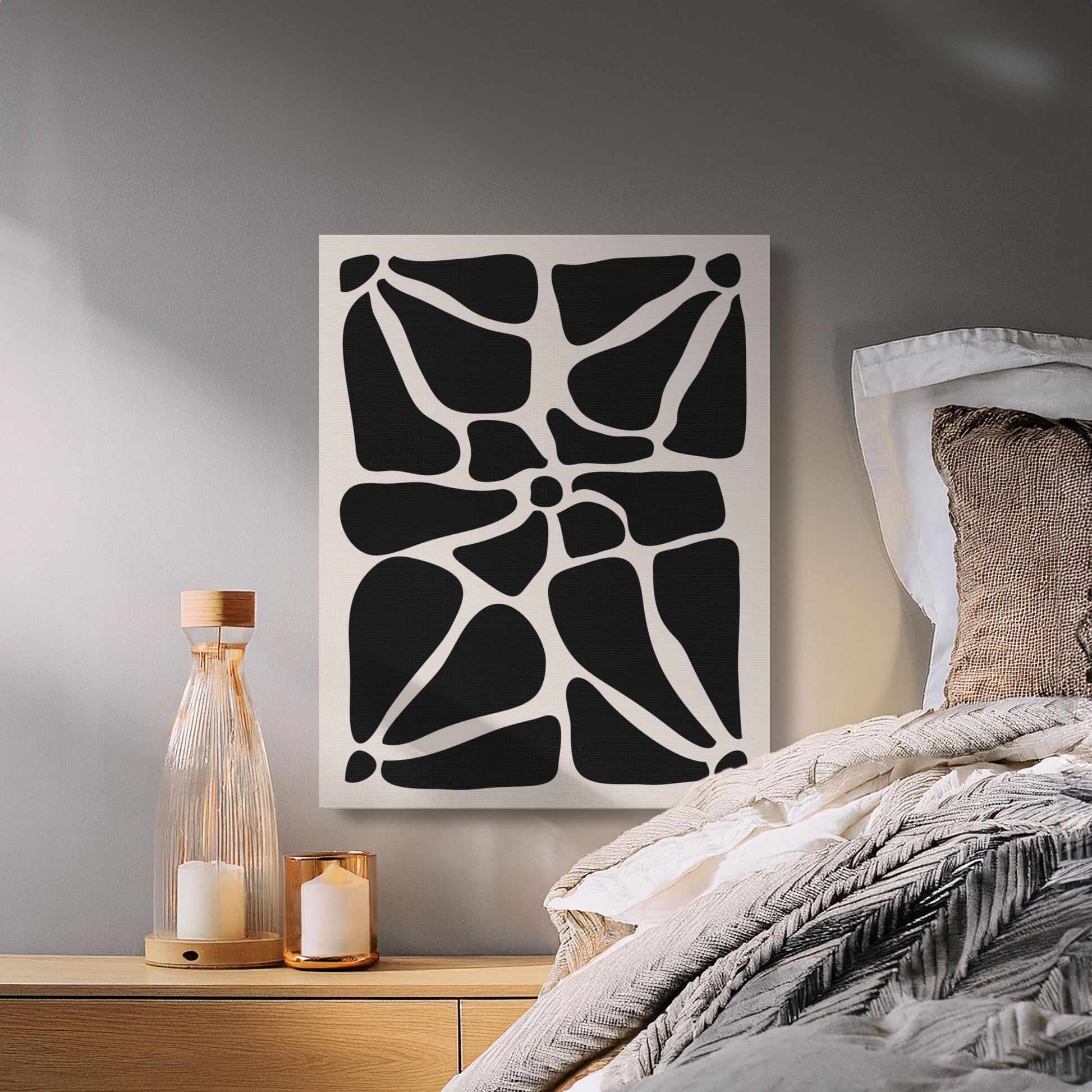 Premium Poster of Abstract Black and White Floral Wall Art Canvas Wraps