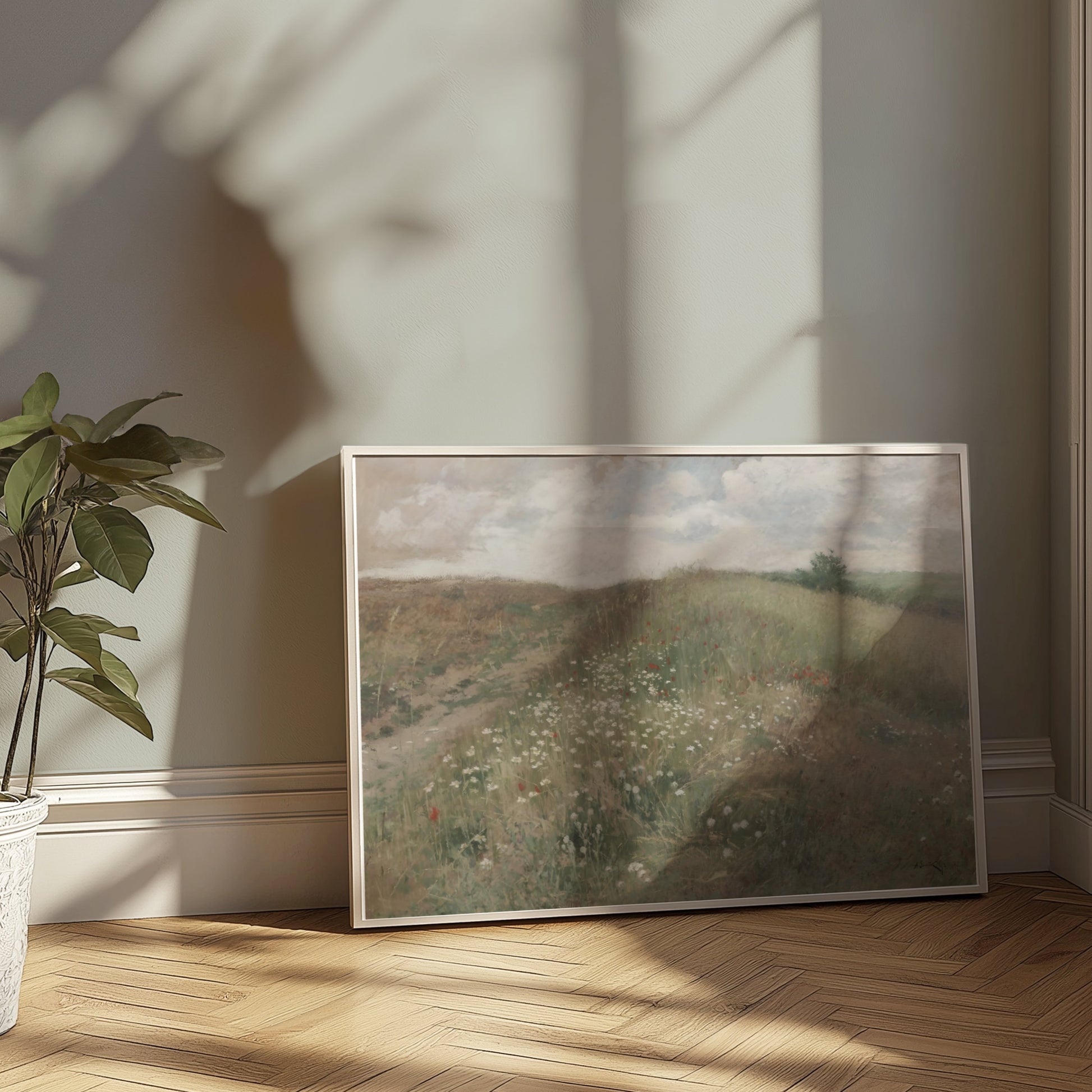 Premium Poster of Serene Countryside Landscape With Wildflowers Posters