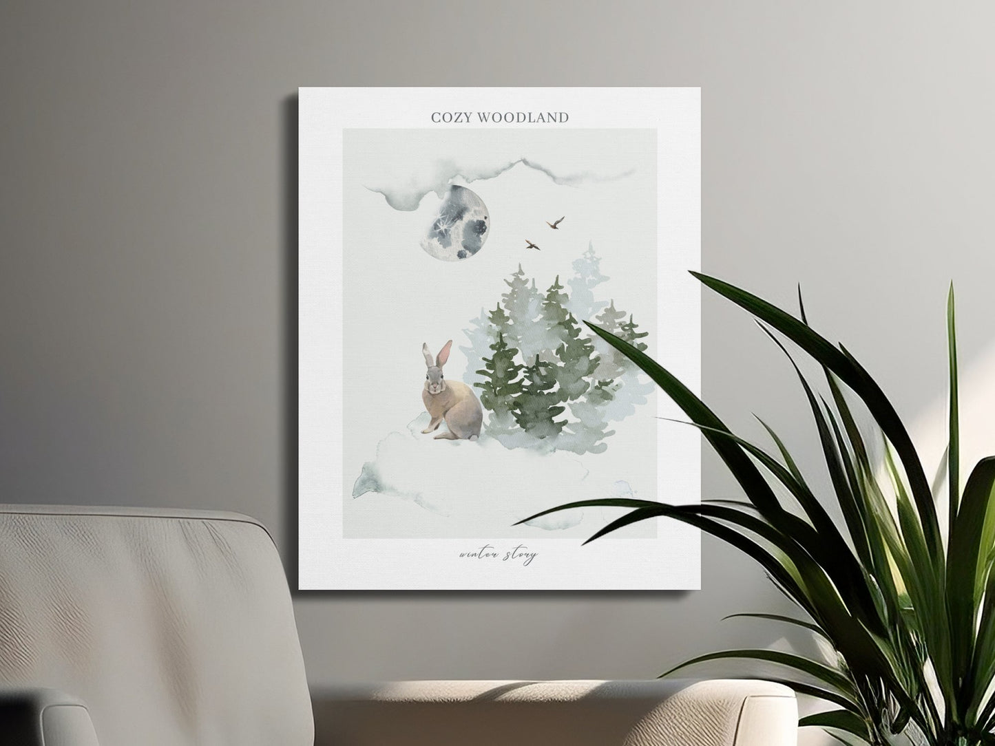 Premium Poster of Cozy Woodland Winter Story Nursery Canvas Wraps