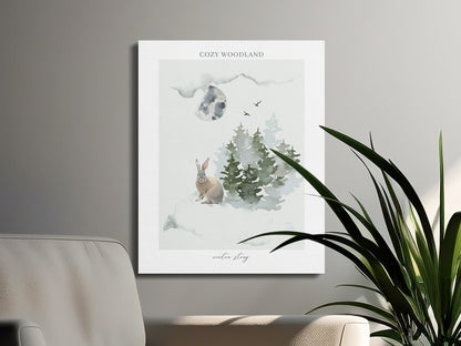Premium Poster of Cozy Woodland Winter Story Nursery Canvas Wraps