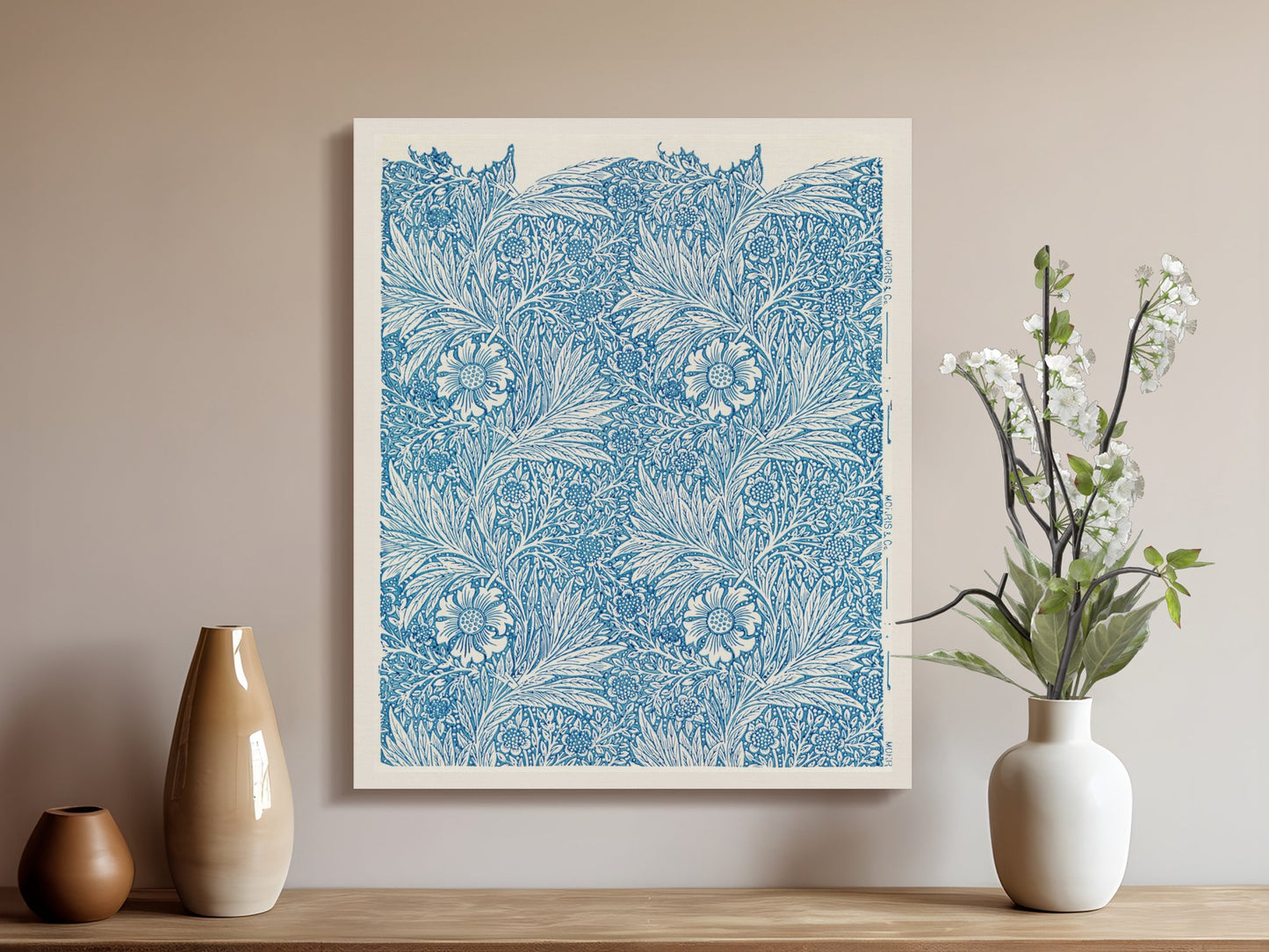 Premium Poster of William Morris Floral Pattern Blue Canvas Wraps