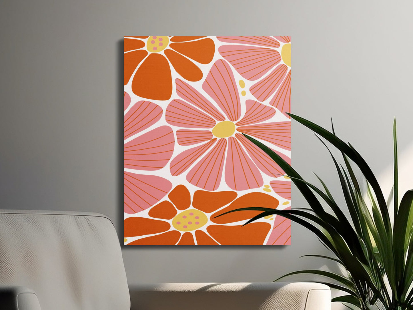 Premium Poster of Vibrant Abstract Floral Wall Art Canvas Wraps