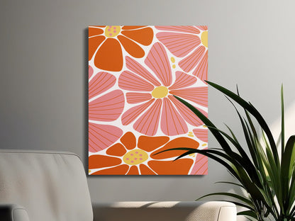 Premium Poster of Vibrant Abstract Floral Wall Art Canvas Wraps
