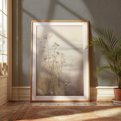 Premium Poster of Serene Coastal Landscape with Wildflowers Posters