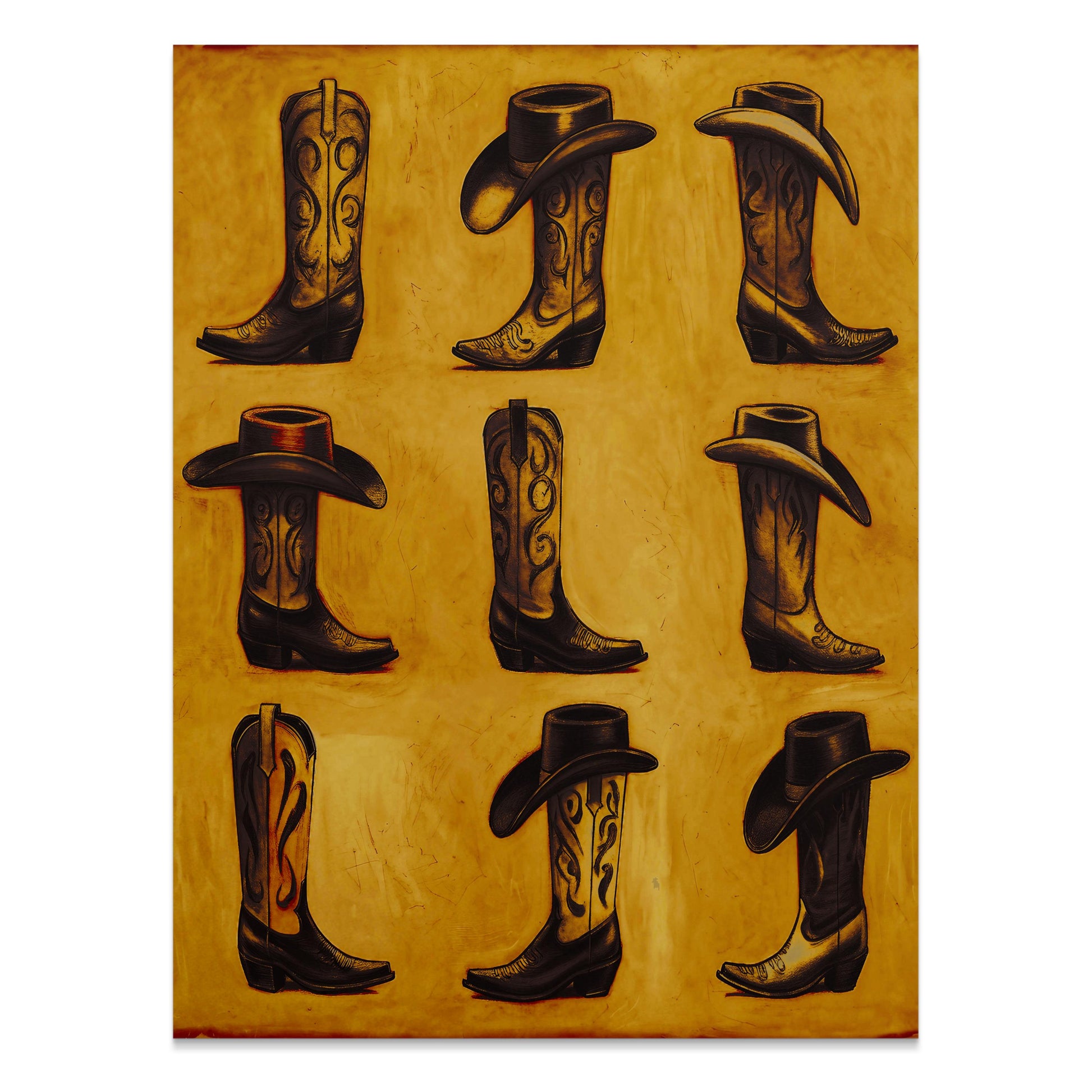 Premium Poster of Vintage Western Cowboy Hats and Boots Posters