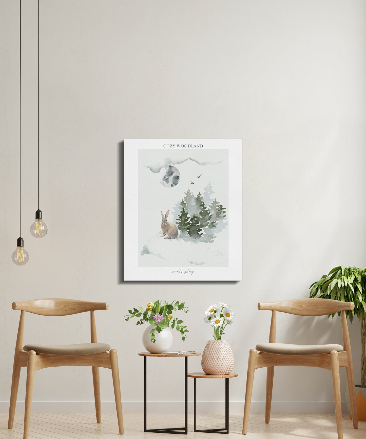 Premium Poster of Cozy Woodland Winter Story Nursery Canvas Wraps