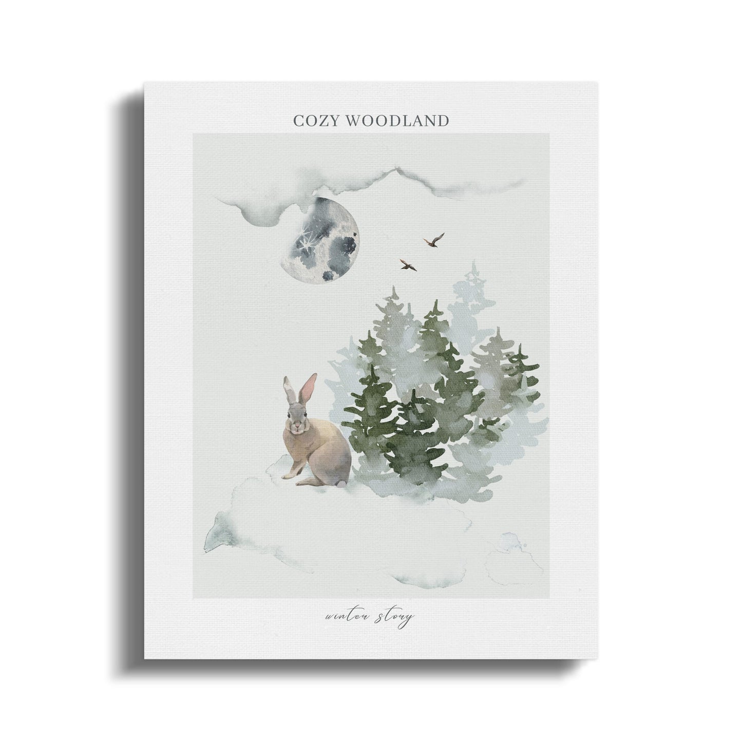 Premium Poster of Cozy Woodland Winter Story Nursery Canvas Wraps