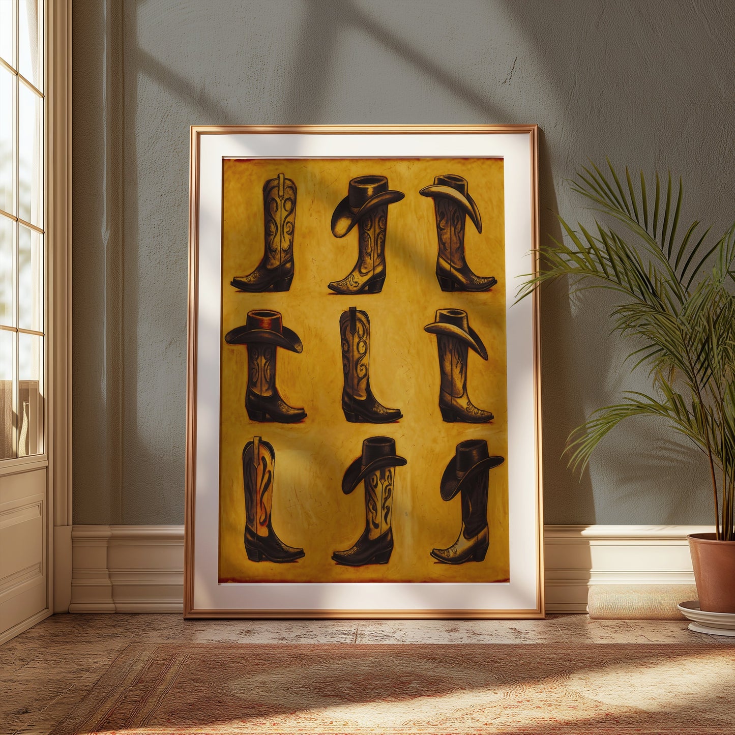 Premium Poster of Vintage Western Cowboy Hats and Boots Posters