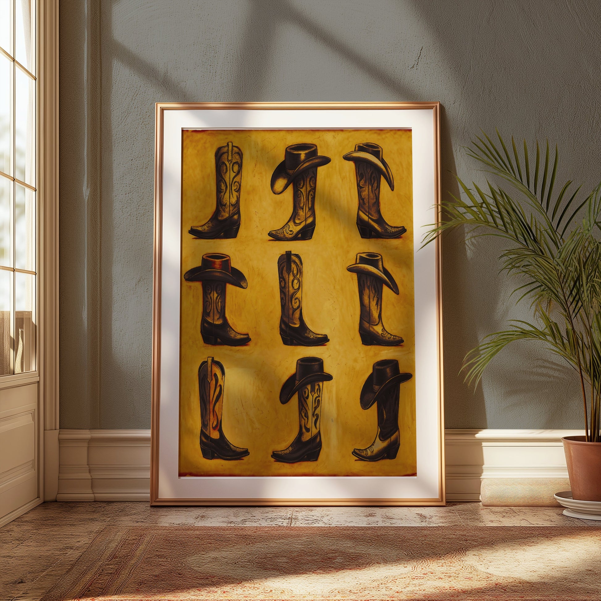 Premium Poster of Vintage Western Cowboy Hats and Boots Posters