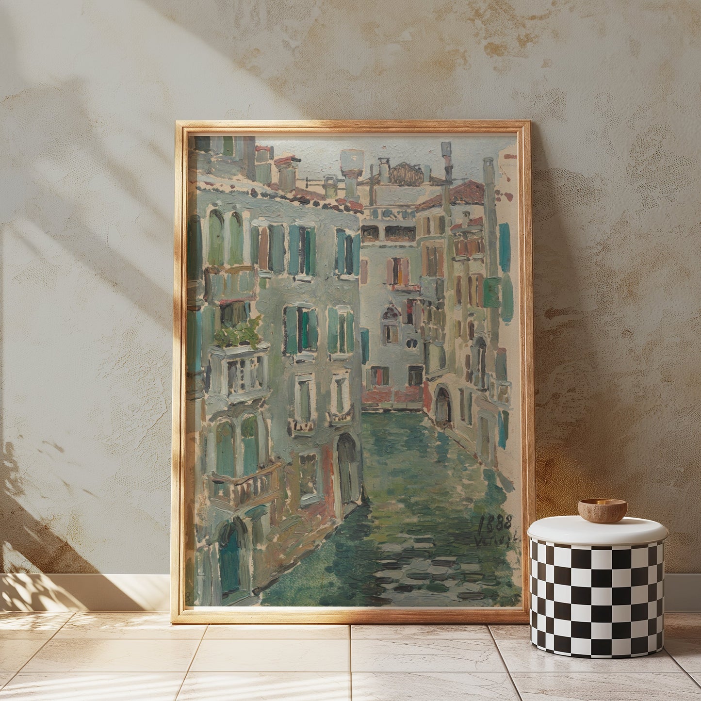 Premium Poster of Beautiful Canal Scene in Italy Decorative Art Posters