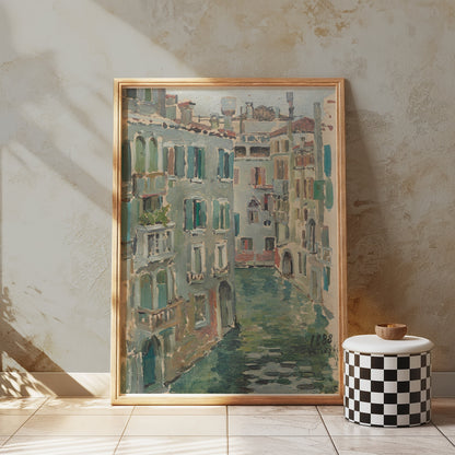 Premium Poster of Beautiful Canal Scene in Italy Decorative Art Posters