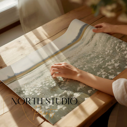 Premium Poster of Serene Cotton Field Landscape Art Print Wall Posters