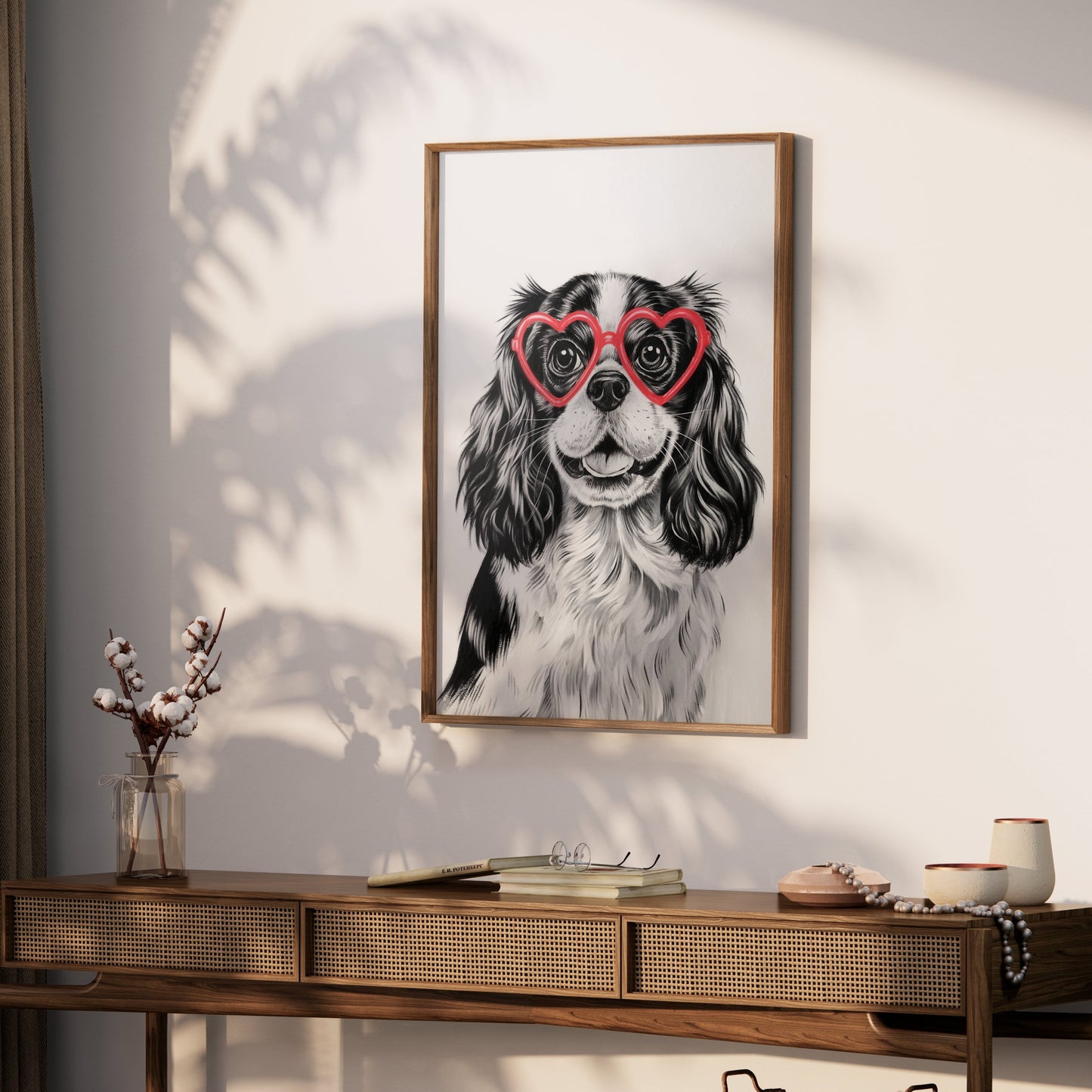 Premium Poster of Cute Dog with Heart Shaped Glasses Posters
