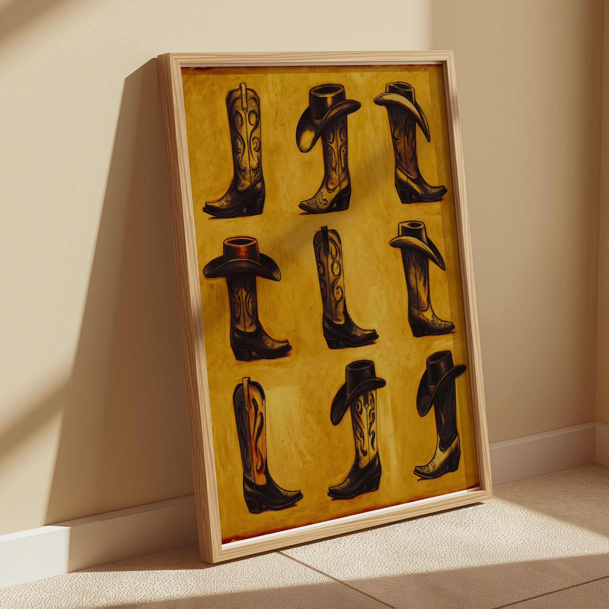 Premium Poster of Vintage Western Cowboy Hats and Boots Posters