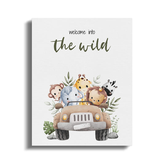 Premium Poster of Welcome Into The Wild Nursery Wall Art Canvas Wraps