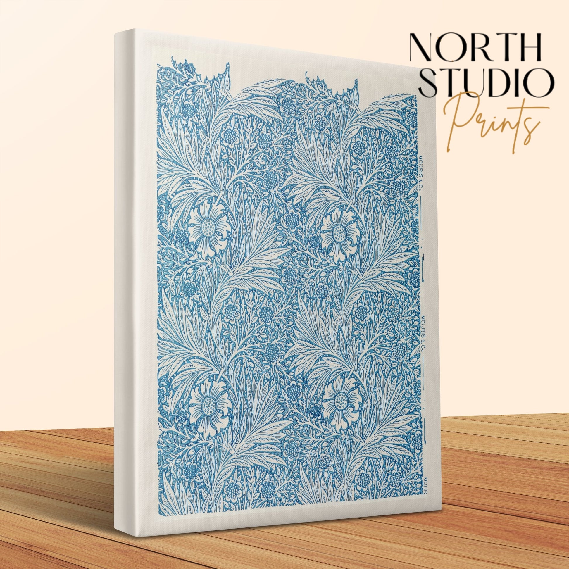 Premium Poster of William Morris Floral Pattern Blue Canvas Wraps