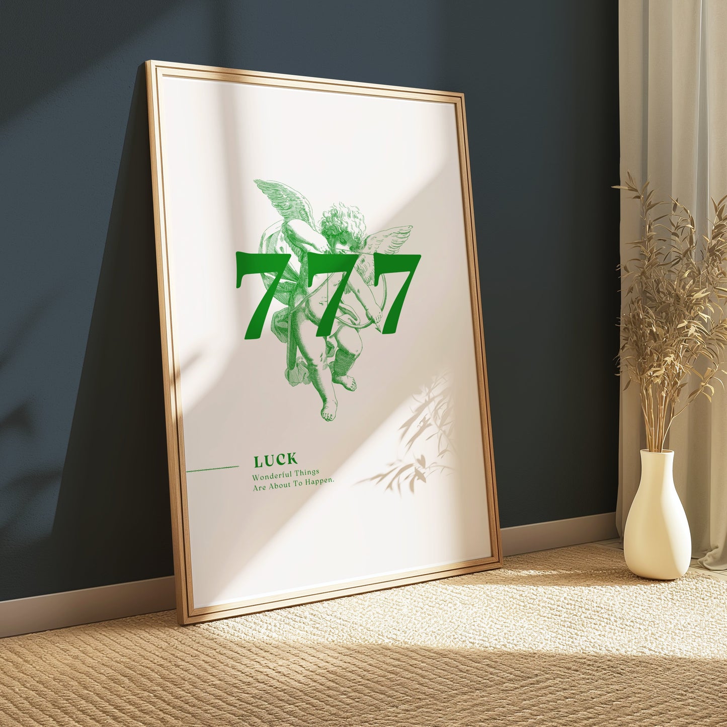 Premium Poster of 777 Angel with Lucky Slogan Wonderful Things Posters