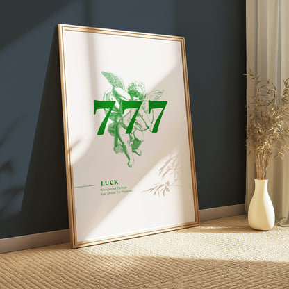 Premium Poster of 777 Angel with Lucky Slogan Wonderful Things Posters