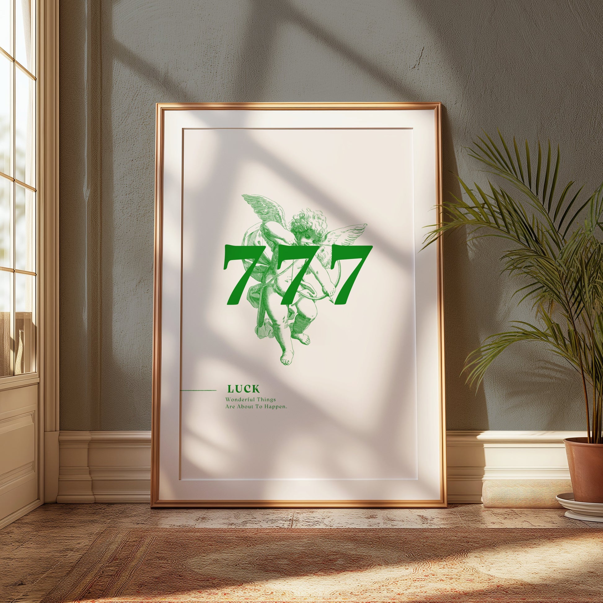 Premium Poster of 777 Angel with Lucky Slogan Wonderful Things Posters