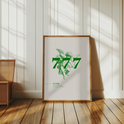 Premium Poster of 777 Angel with Lucky Slogan Wonderful Things Posters