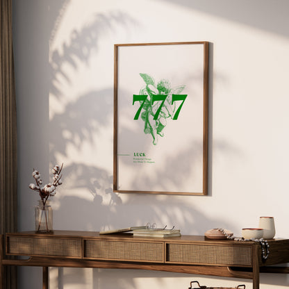 Premium Poster of 777 Angel with Lucky Slogan Wonderful Things Posters