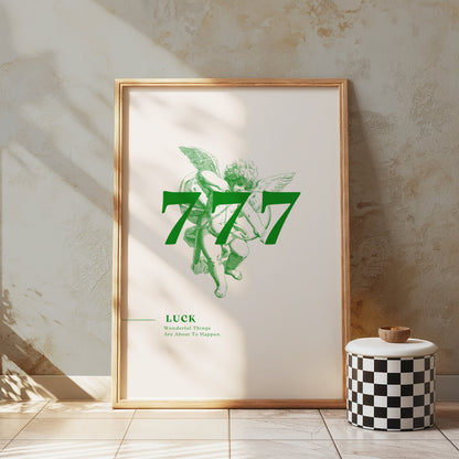 Premium Poster of 777 Angel with Lucky Slogan Wonderful Things Posters