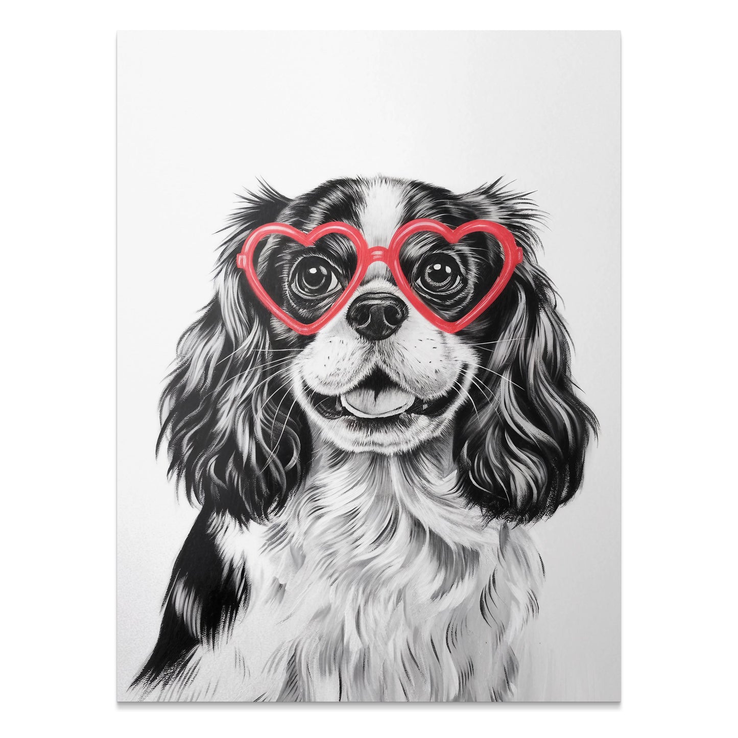 Premium Poster of Cute Dog with Heart Shaped Glasses Posters