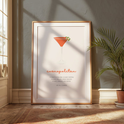 Premium Poster of Cosmopolitan Cocktail Recipe Wall Art Posters