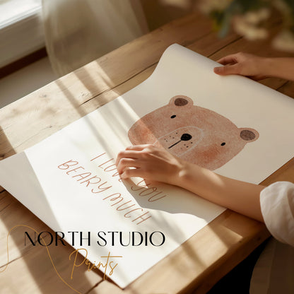 Premium Poster of I Love You Beary Much Cute Bear Illustration Posters