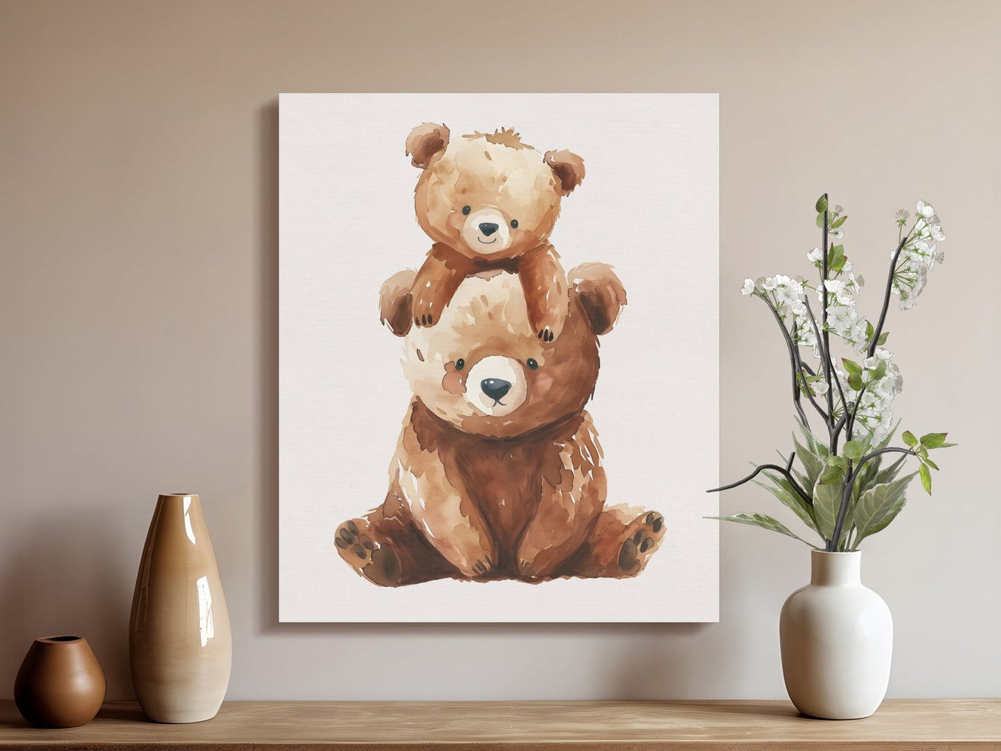 Premium Poster of Adorable Teddy Bears Nursery Wall Art Canvas Wraps