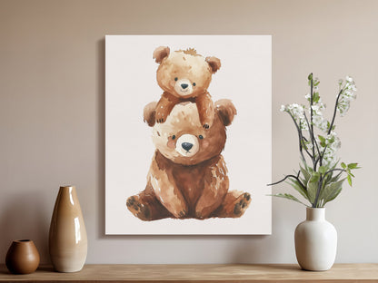 Premium Poster of Adorable Teddy Bears Nursery Wall Art Canvas Wraps
