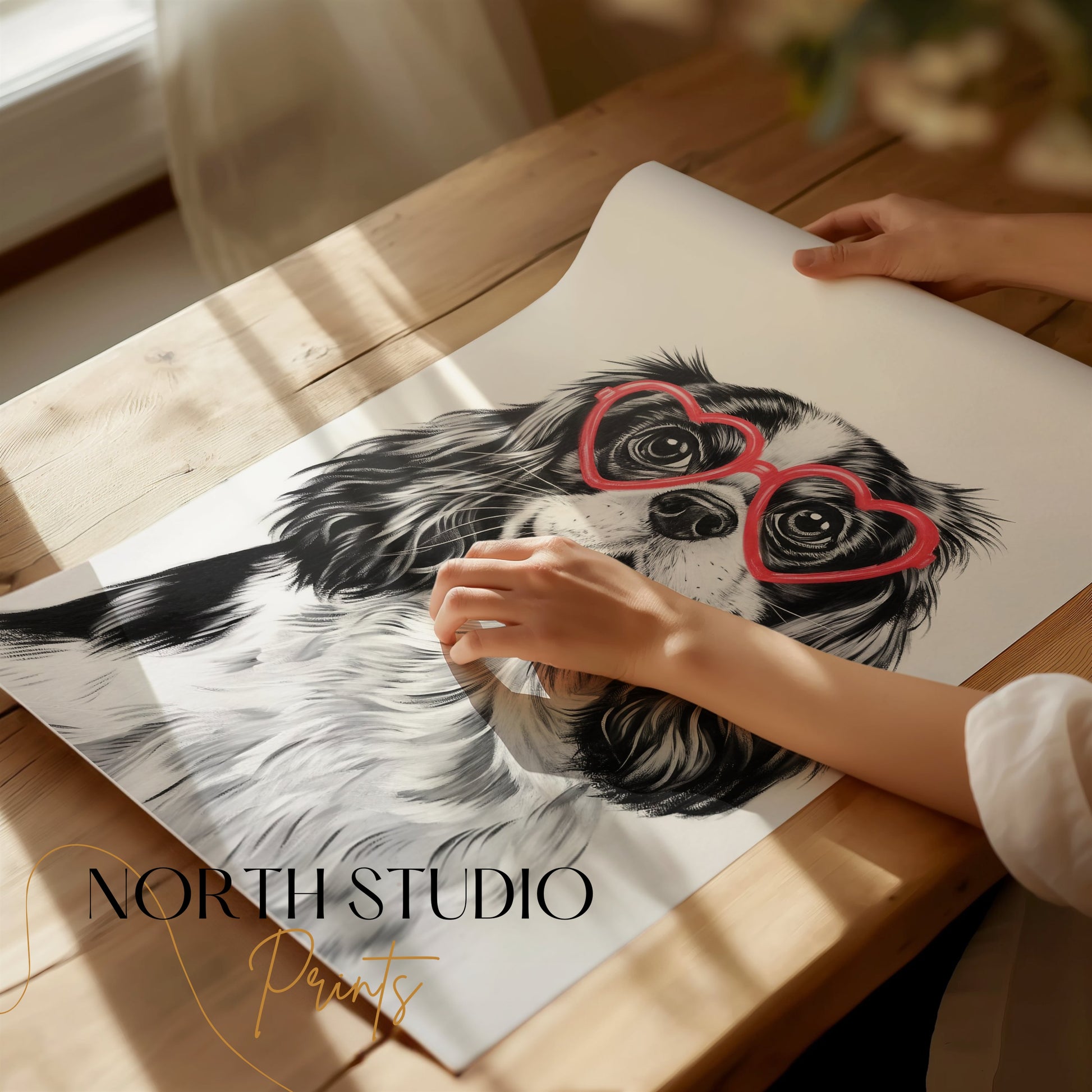 Premium Poster of Cute Dog with Heart Shaped Glasses Posters