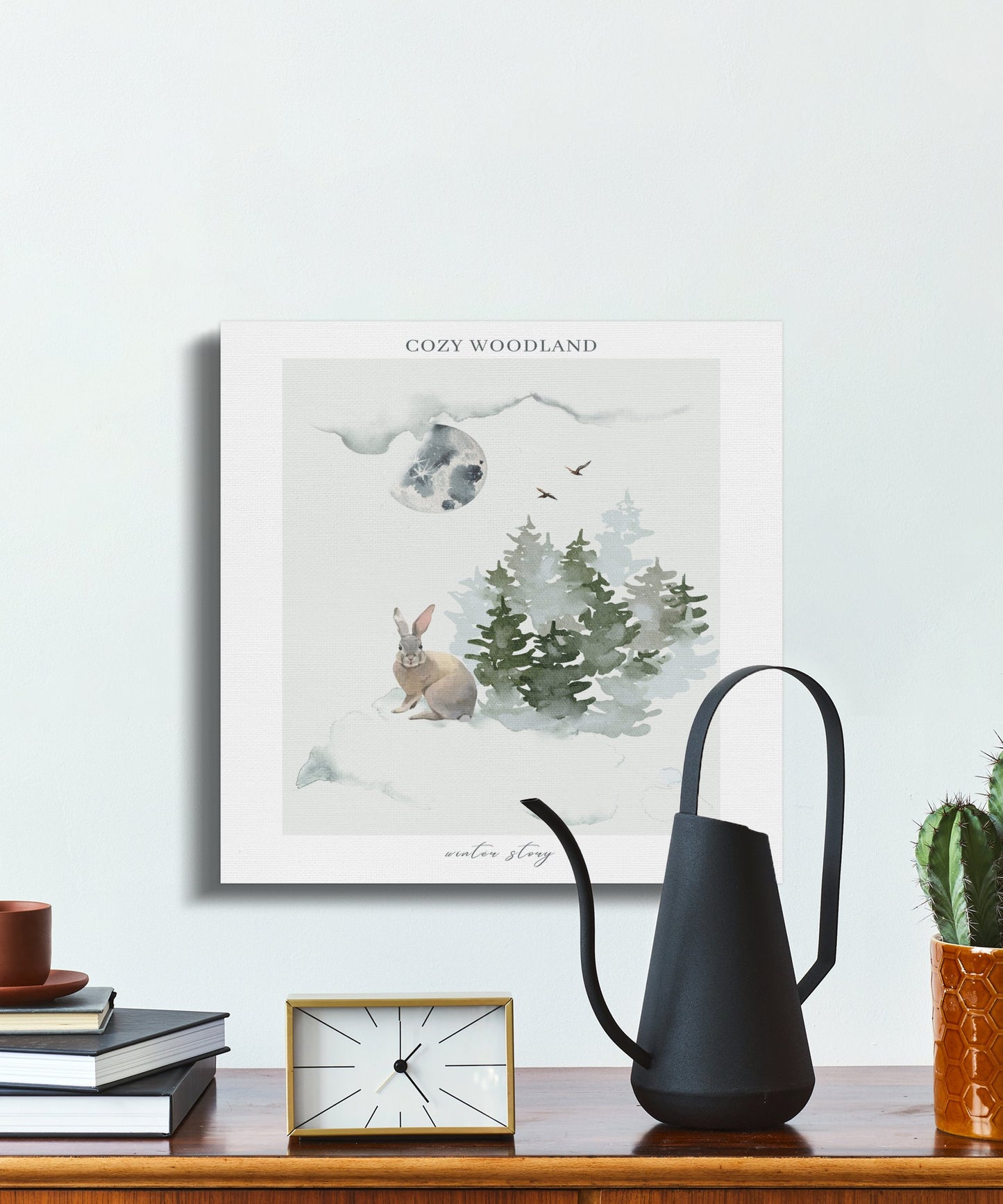 Premium Poster of Cozy Woodland Winter Story Nursery Canvas Wraps