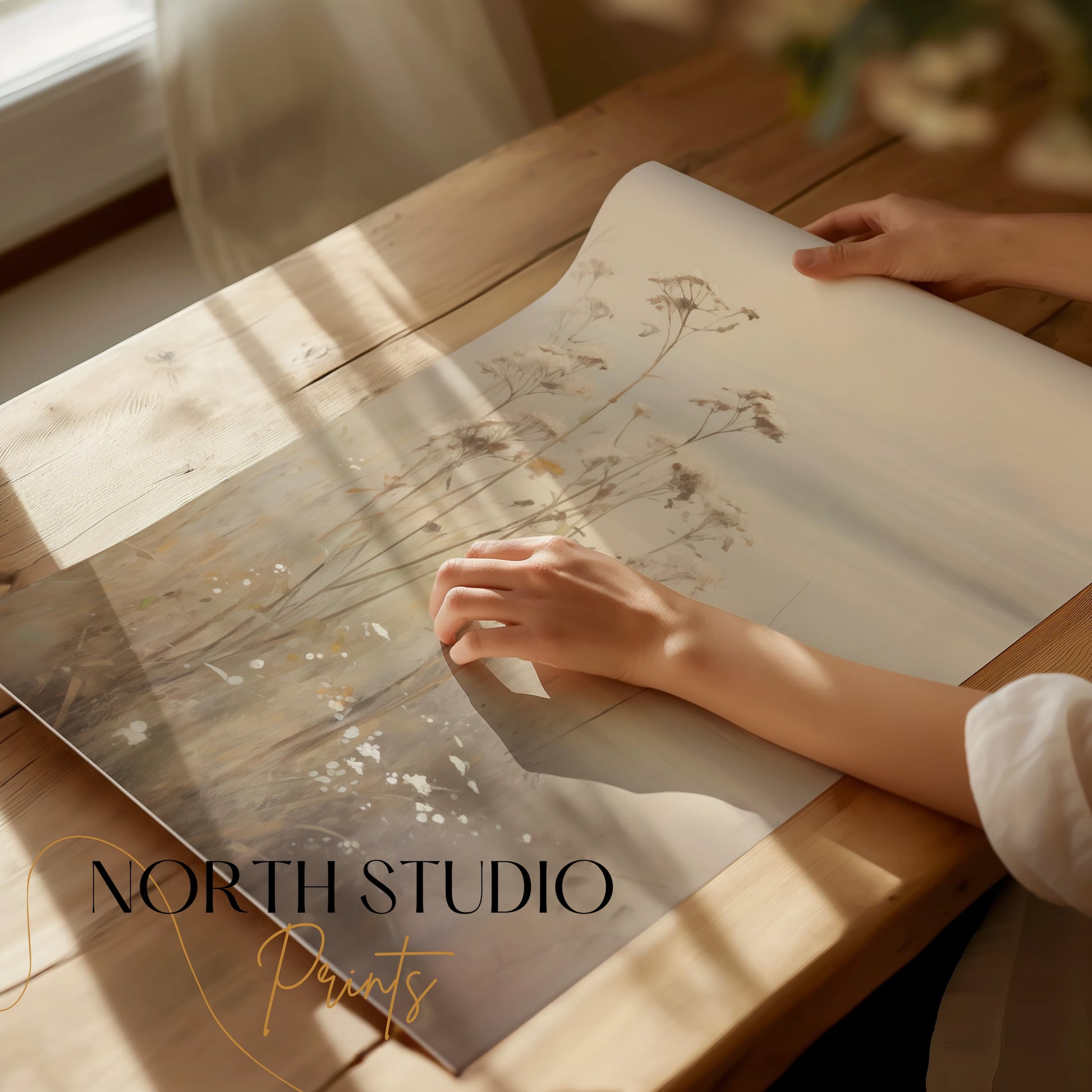 Premium Poster of Serene Coastal Landscape with Wildflowers Posters