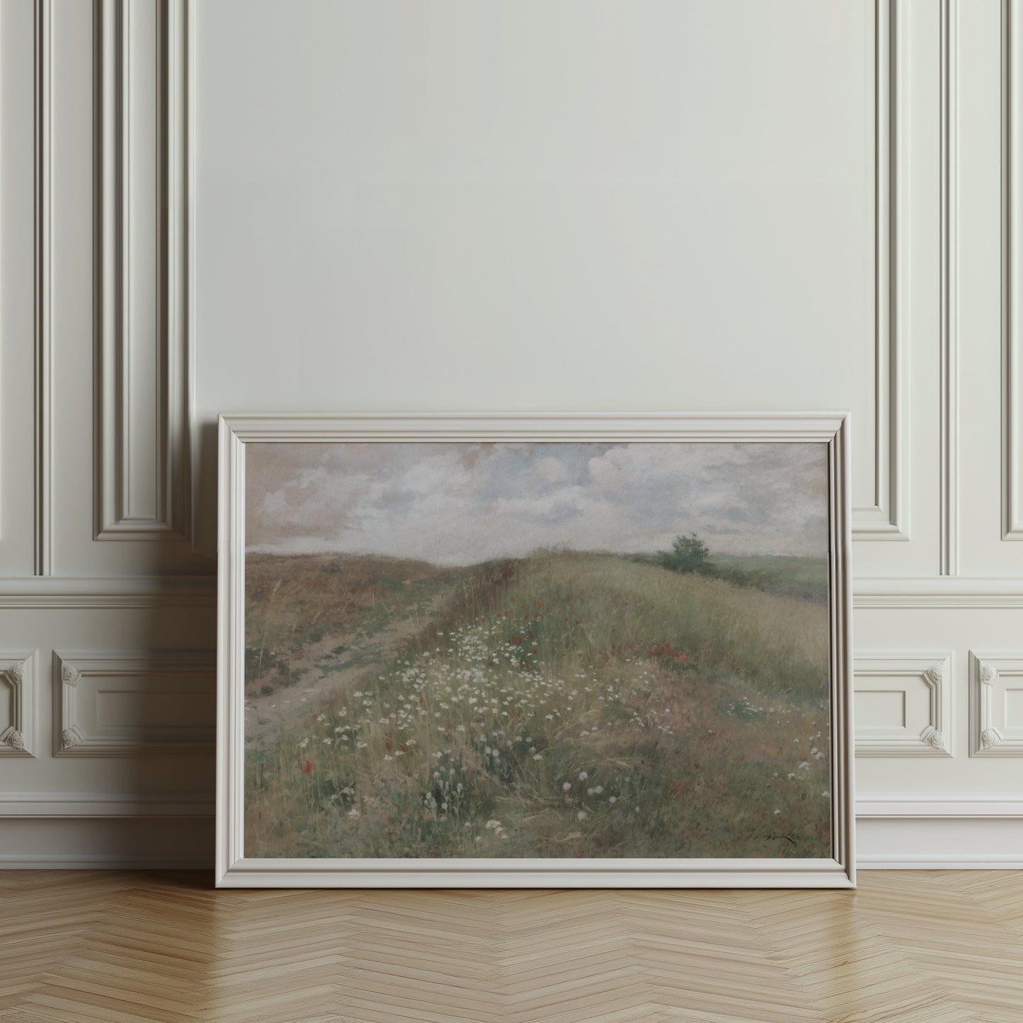 Premium Poster of Serene Countryside Landscape With Wildflowers Posters