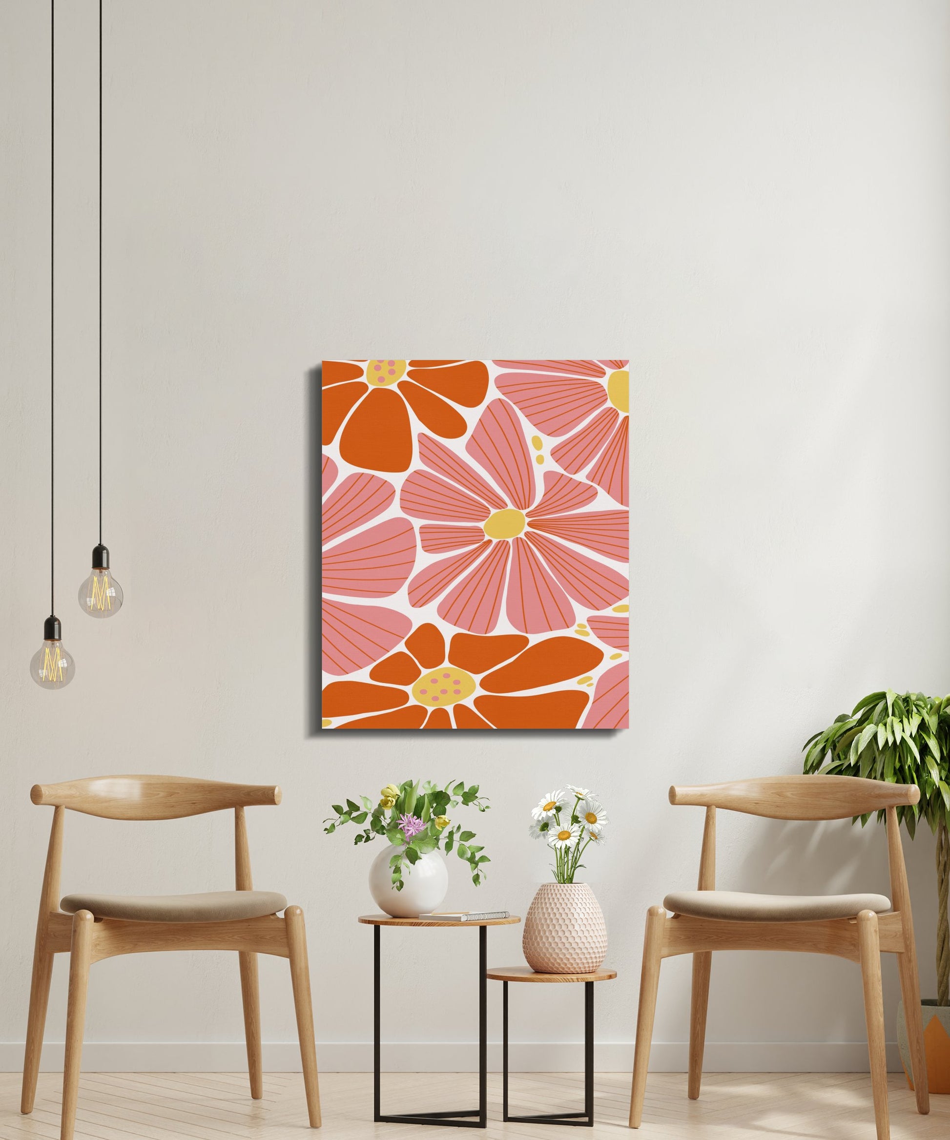 Premium Poster of Vibrant Abstract Floral Wall Art Canvas Wraps