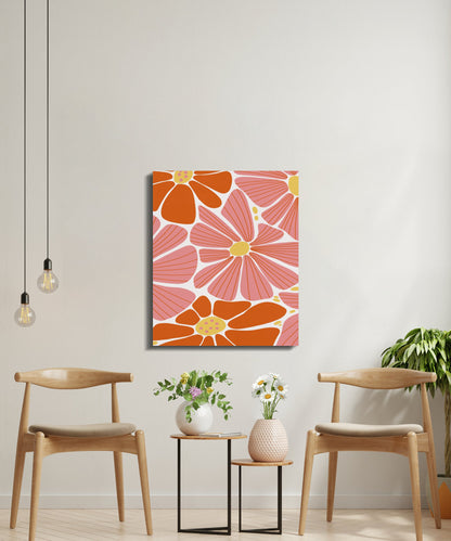 Premium Poster of Vibrant Abstract Floral Wall Art Canvas Wraps