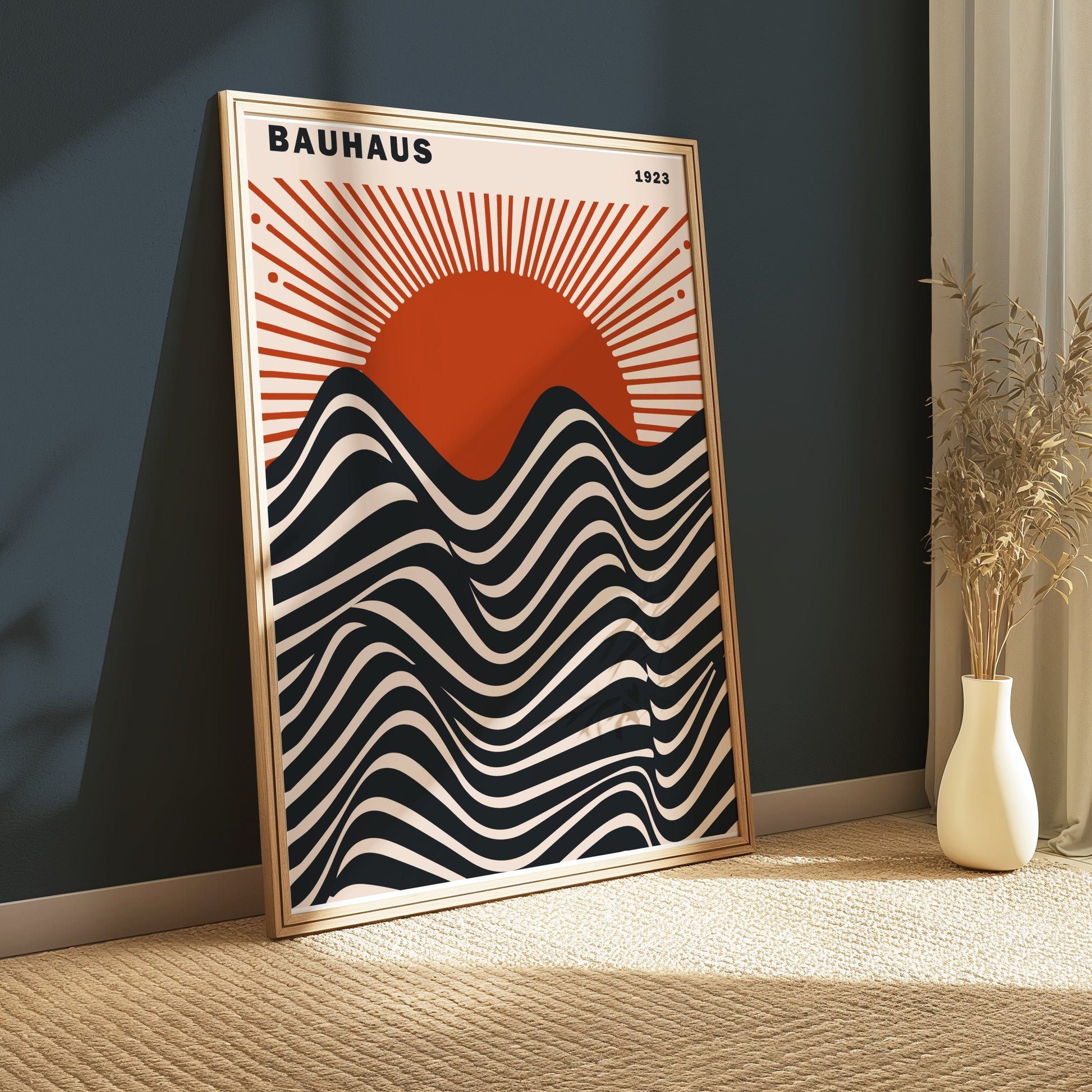 Premium Poster of Abstract Art Bauhaus 1923 Waves and Sun Posters