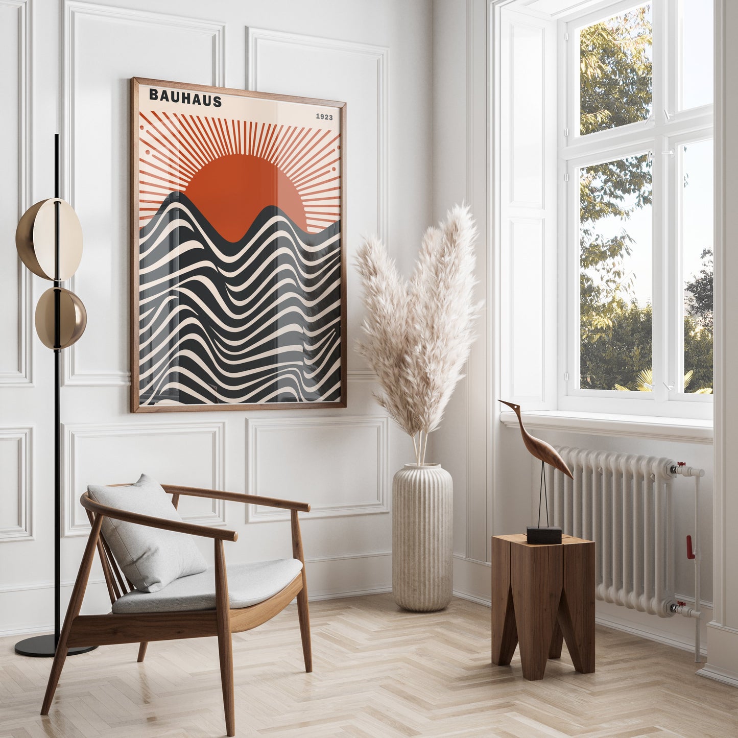 Premium Poster of Abstract Art Bauhaus 1923 Waves and Sun Posters