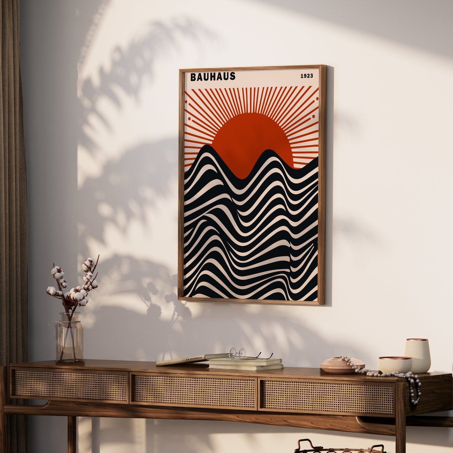 Premium Poster of Abstract Art Bauhaus 1923 Waves and Sun Posters