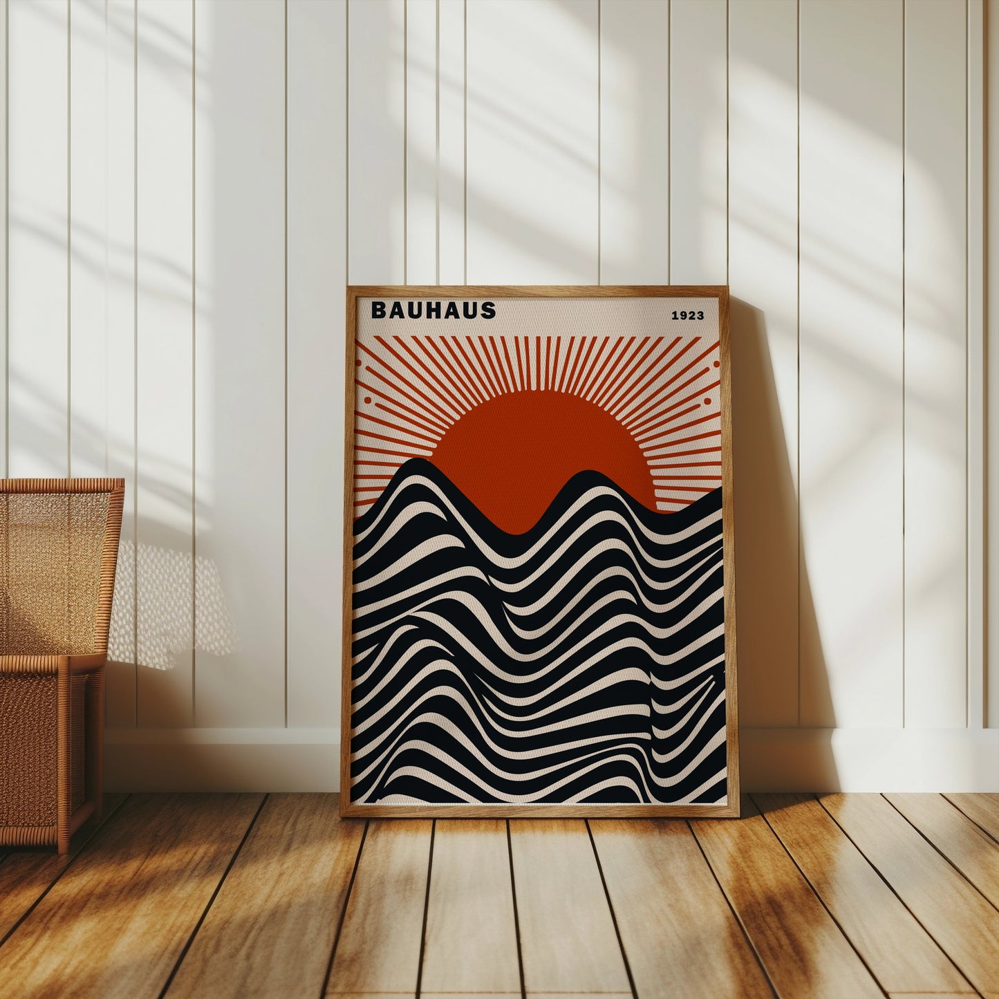 Premium Poster of Abstract Art Bauhaus 1923 Waves and Sun Posters