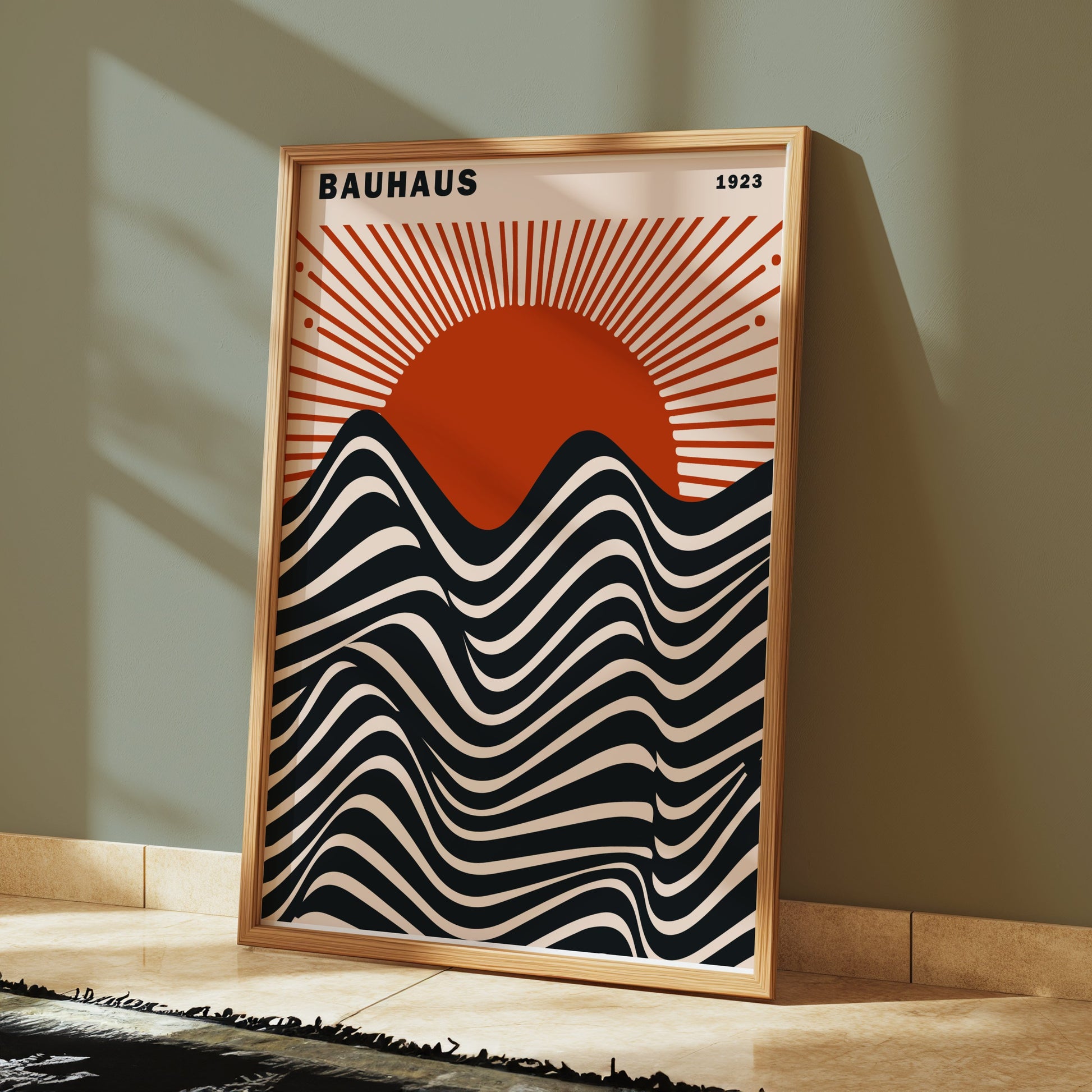 Premium Poster of Abstract Art Bauhaus 1923 Waves and Sun Posters