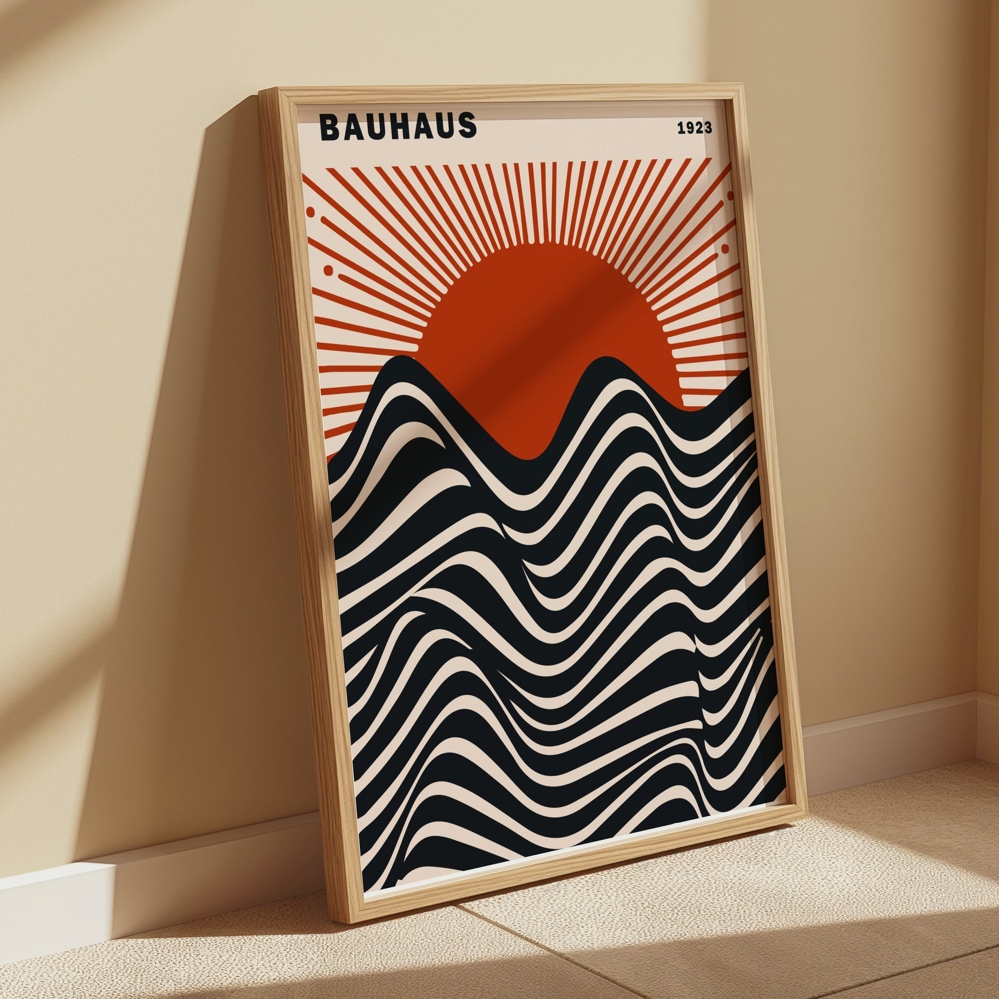 Premium Poster of Abstract Art Bauhaus 1923 Waves and Sun Posters