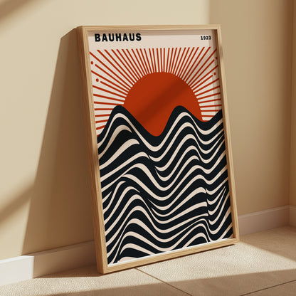 Premium Poster of Abstract Art Bauhaus 1923 Waves and Sun Posters