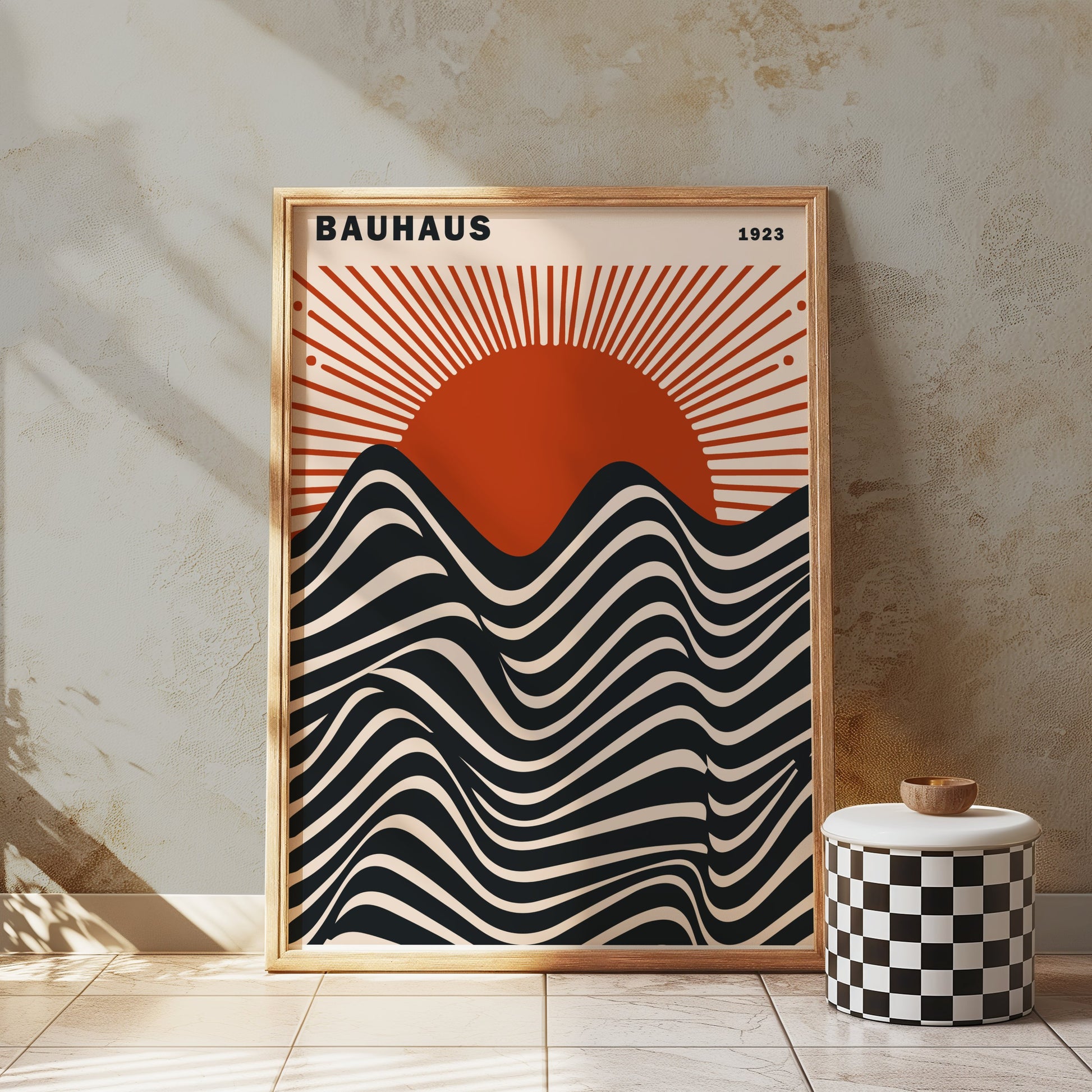 Premium Poster of Abstract Art Bauhaus 1923 Waves and Sun Posters