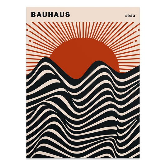 Premium Poster of Abstract Art Bauhaus 1923 Waves and Sun Posters