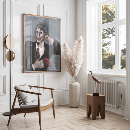 Premium Poster of Abstract Art Man with Red Tie Modern Wall Posters